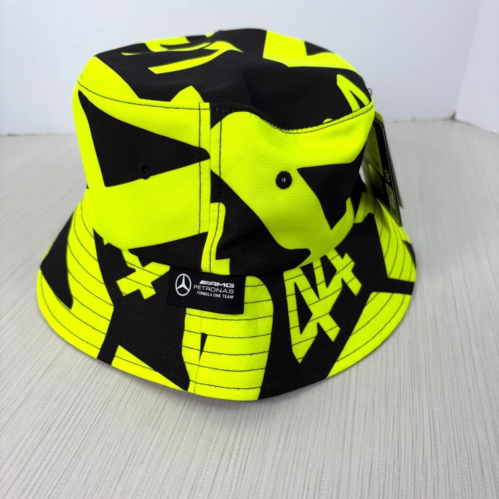Lewis Hamilton Mercedes AMG Petronas F1 Bucket Hat Neon Green Black Unisex NEW